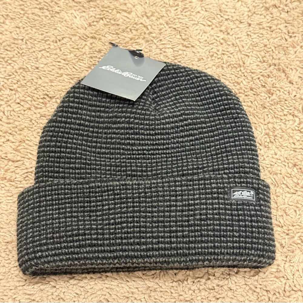 Eddie Bauer Dark Gray Ribbed Knit Beanie